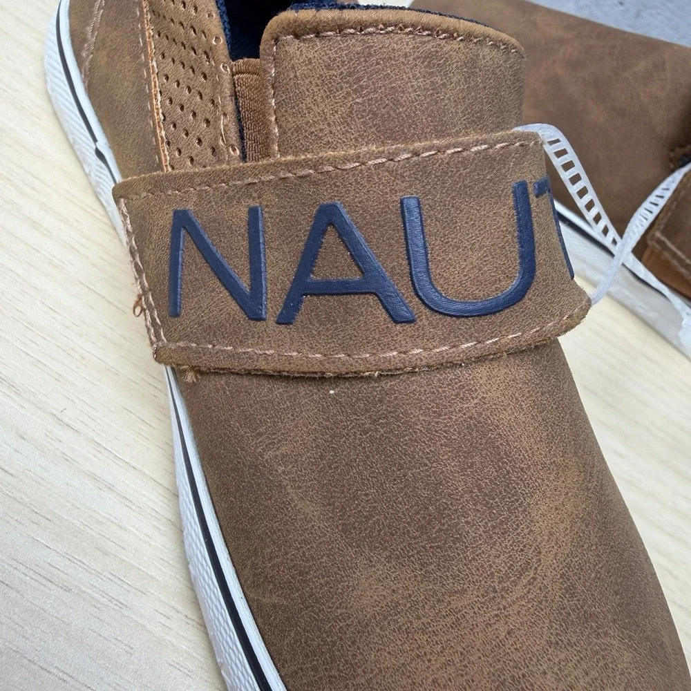 Nautica Orinoco Brown Leather slip On Dress Shoe Sneaker Toddler Size 10‎